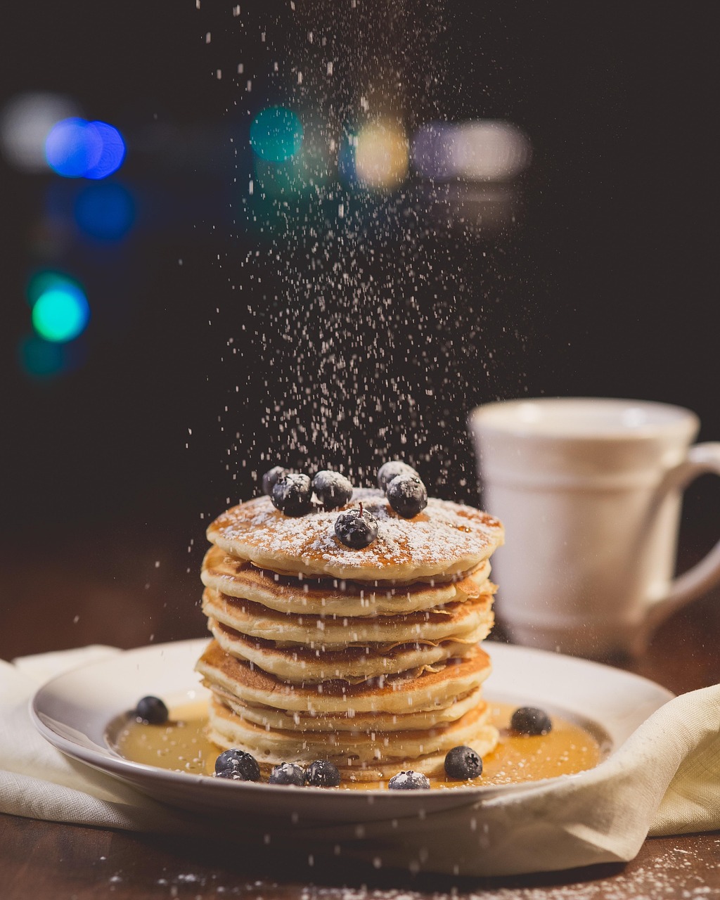 blueberries, breakfast, pancakes, stack, stack of pancakes, powdered sugar, breakfast food, breakfast meal, delicious, food, pastry, plate, sugar, sweet, food photography, eat, breakfast, pancakes, pancakes, pancakes, pancakes, pancakes